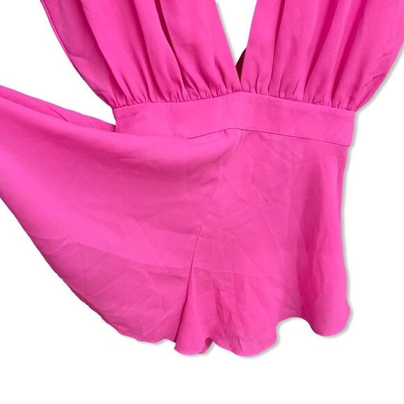 More To Come Kimberly Romper Hot Pink Sleeveless Jumpsuit Revolve NWT S - Picture 5 of 8